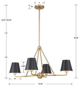 Xavier 4-Light Vibrant Gold Chandelier