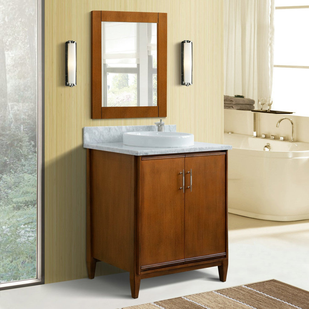 31" Single Sink Vanity, White Carrara Marble