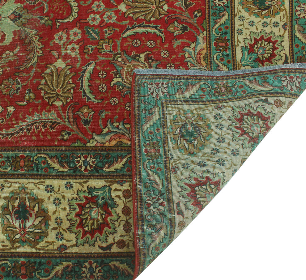 Fine Vintage Distressed Sayra Red/Beige Rug, 9'7x11'1