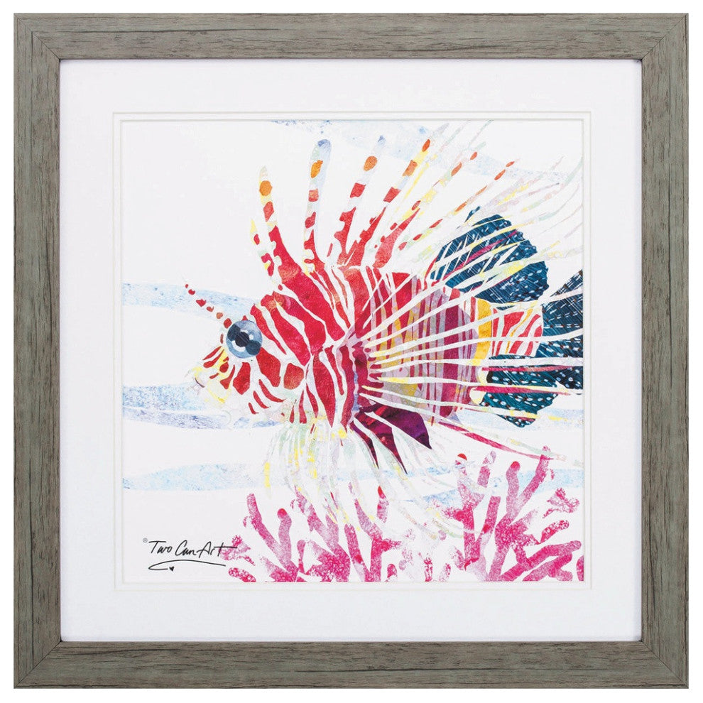 23" X 23" Woodtoned Frame Sea Creature Fish