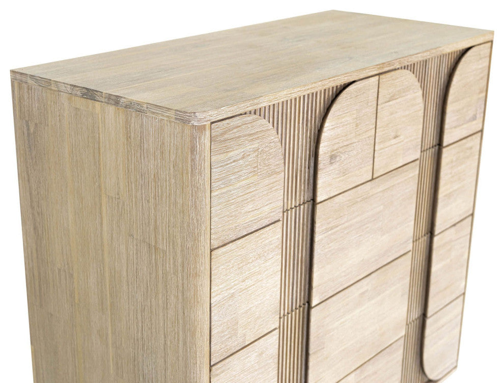 Haru 5-Drawer Acacia Chest, Beige