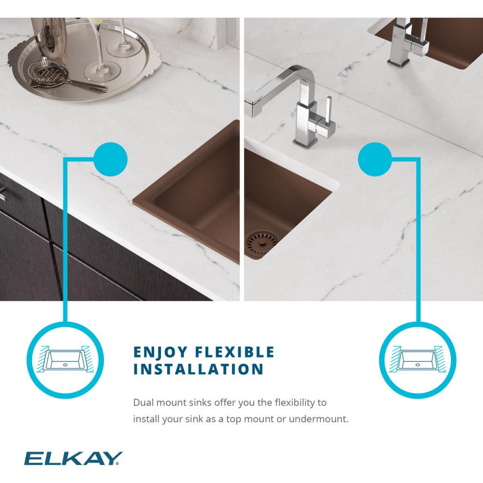 Elkay Quartz Classic Dual Mount Bar Sink Kit, Black