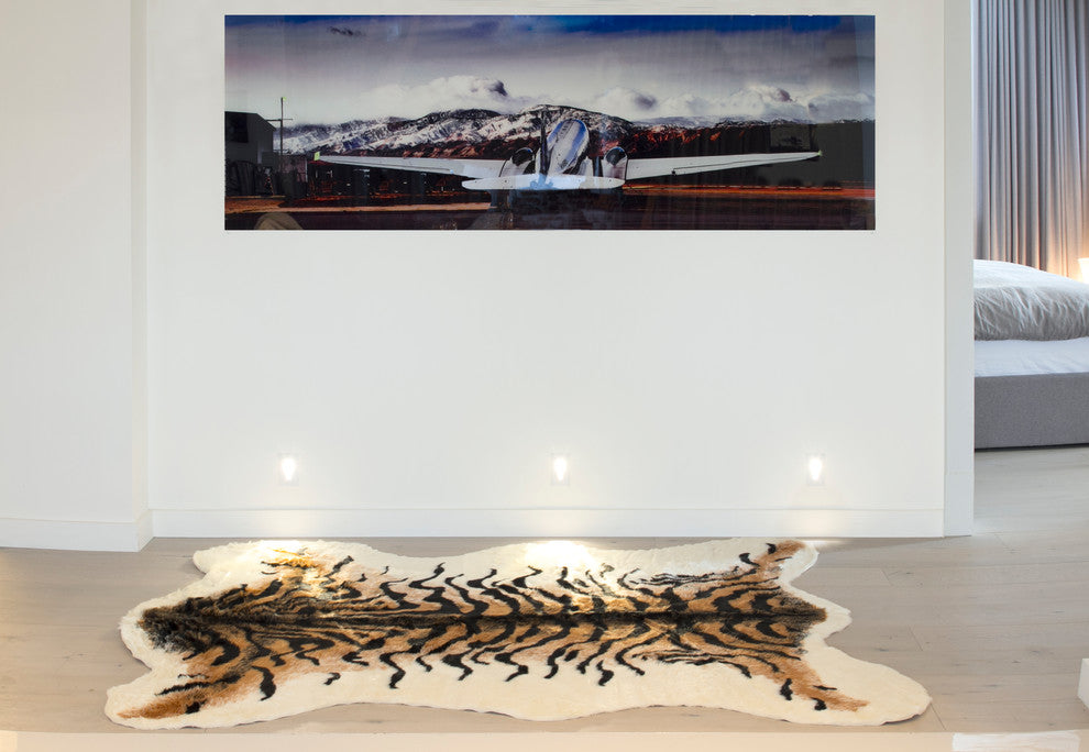 Faux Cowhide Rug, Tiger, 6'x7'