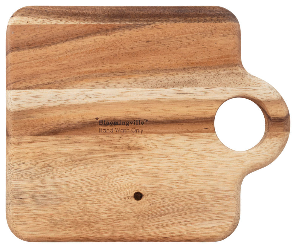 Suar Wood Cheese/Cutting Board With Handle, 11.5x9.5"