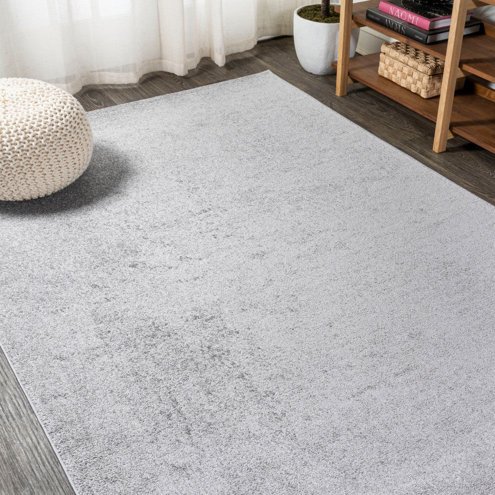Haze Solid Low-Pile Runner Rug, Light Gray, 5 X 8