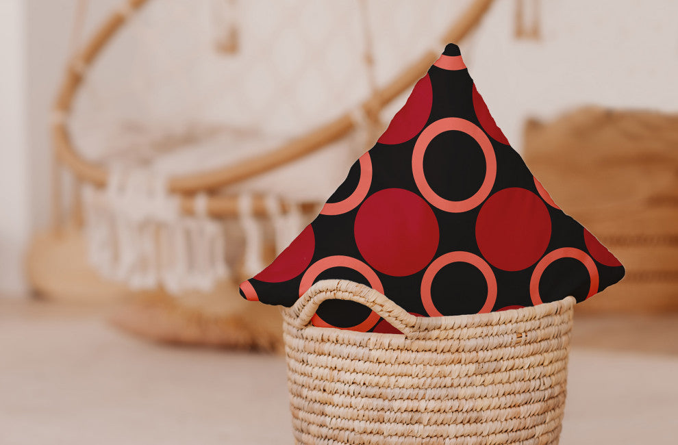 Mod Circles Indoor/Outdoor Throw Pillow, Dark Red, 20"x20"