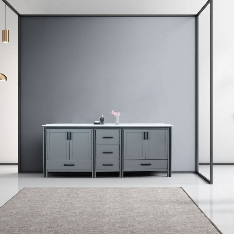 Ziva Transitional Dark Grey 84" Double Vanity, Cultured Marble Top