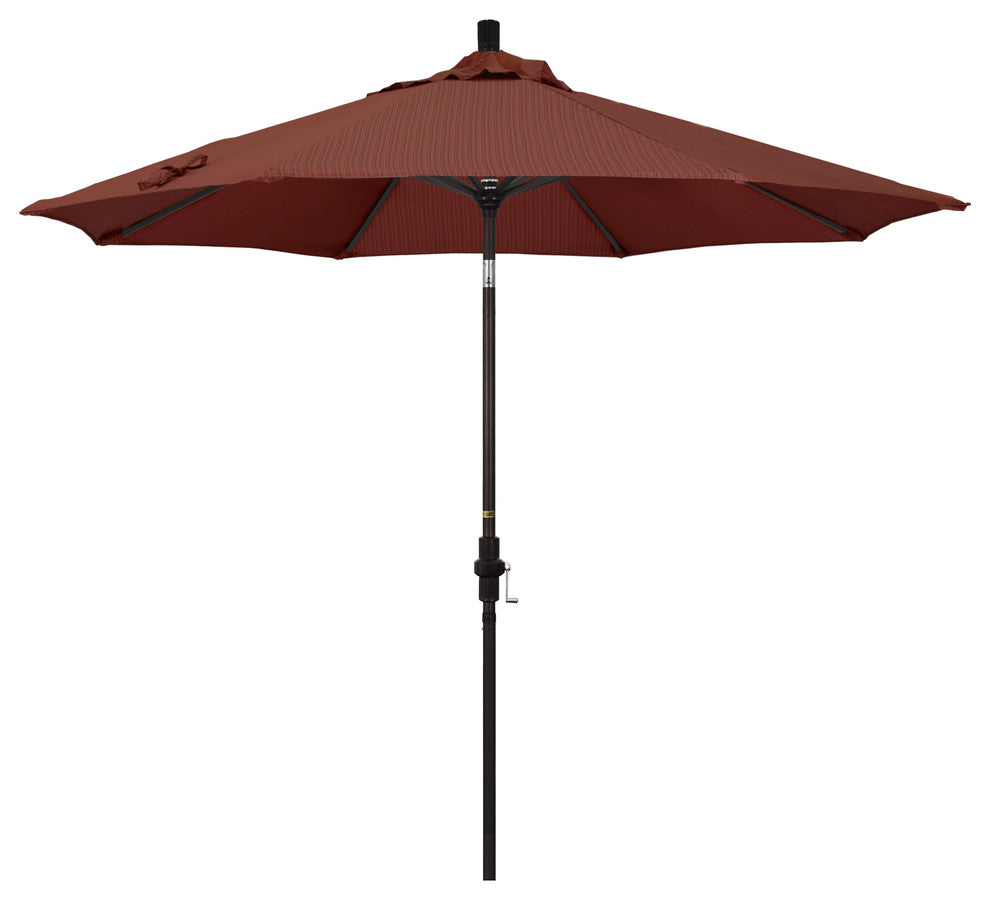 9'' Bronze Collar Tilt Crank Aluminum Umbrella, Terrace Adobe Olefin