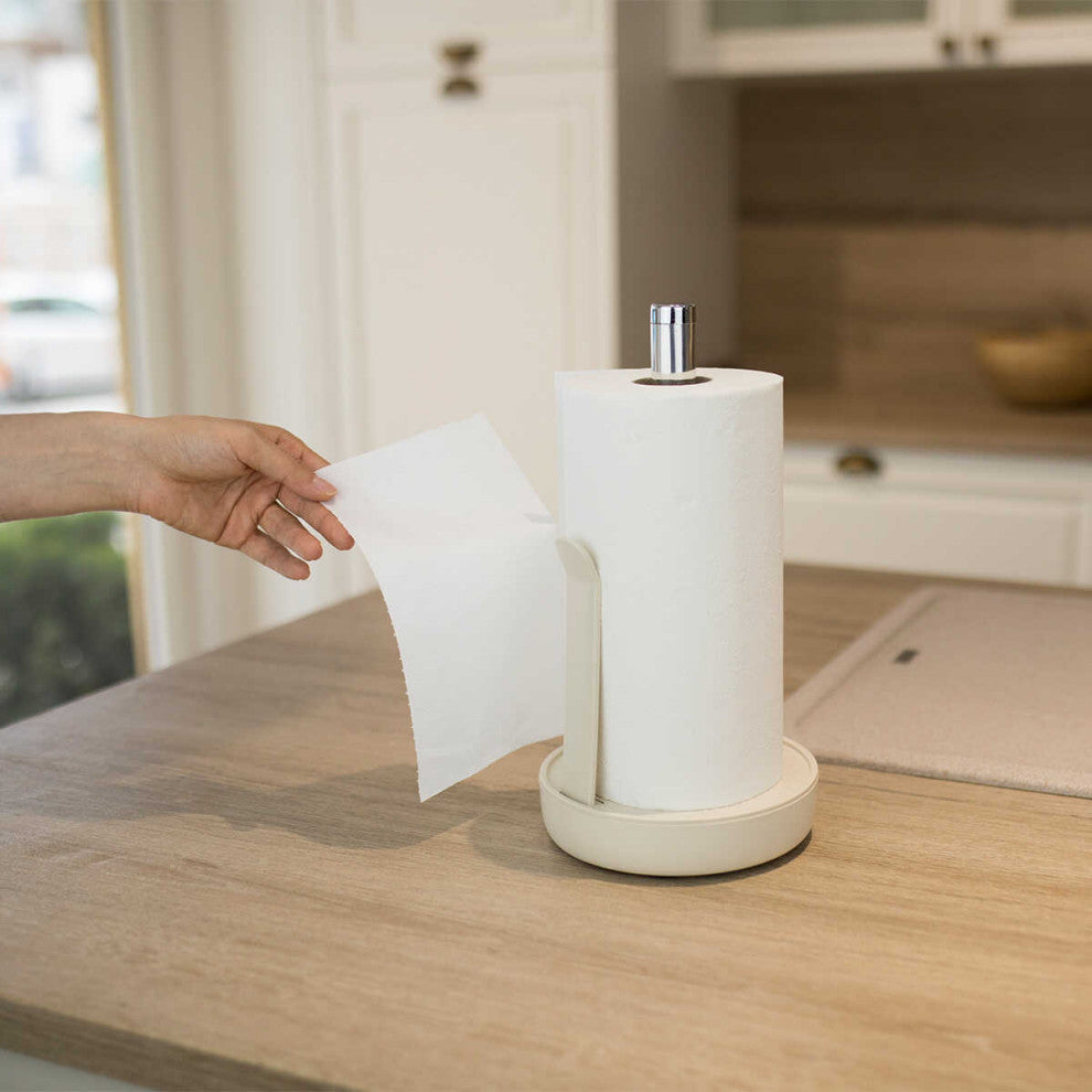 Aluminum Kitchen Paper Towel Holder, Marble Finish Tissue Paper Dispenser, Beige
