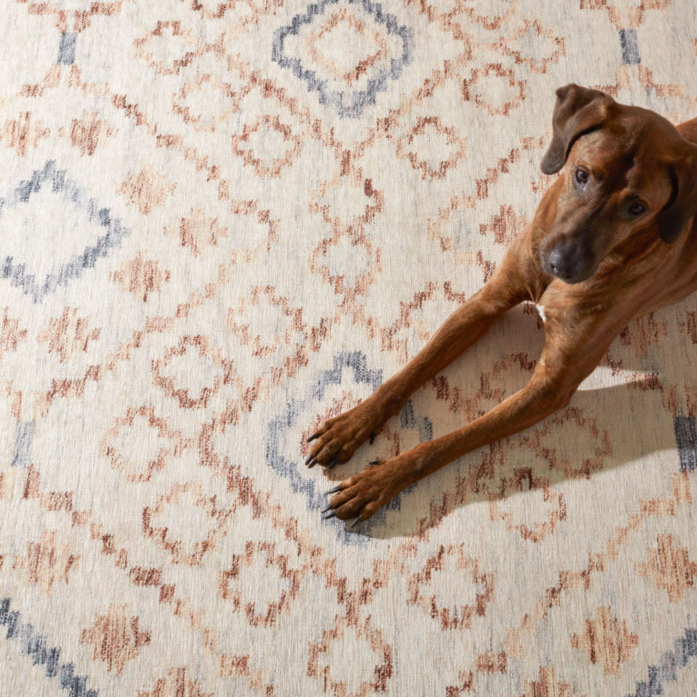 Kit Kemp x Dash & Albert Jelly Roll Sky Machine Washable Rug, Blue, 8' x 10'