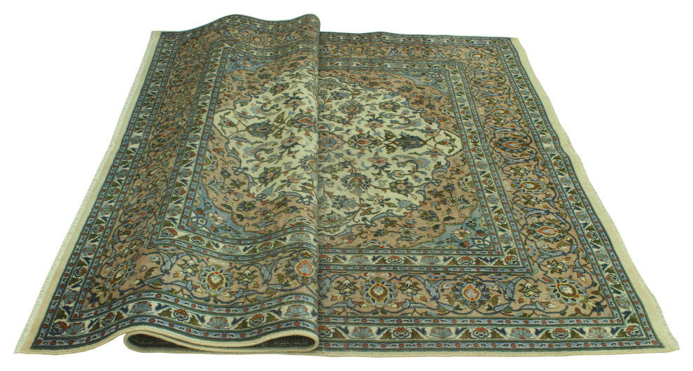 Fine Vintage Tabriz Allison Ivory/Beige Rug, 6'3 x 9'3