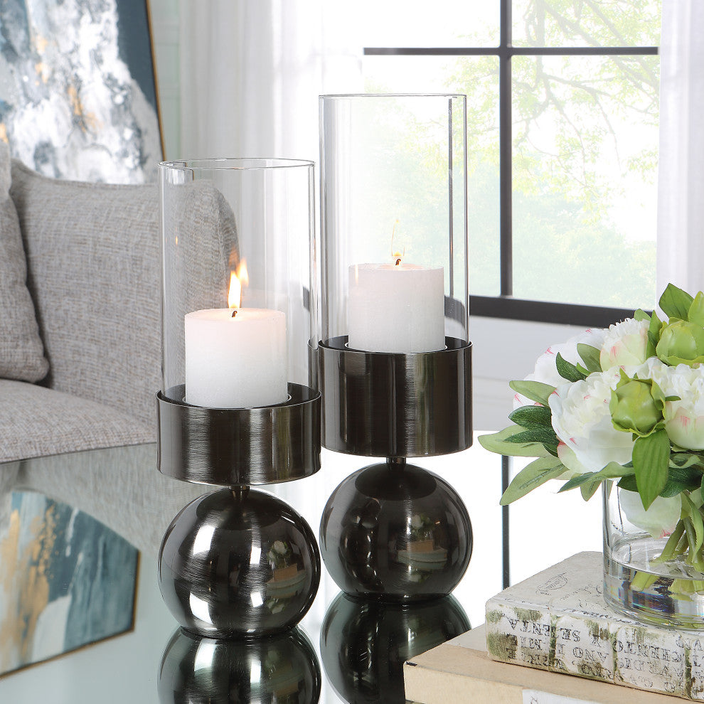 Uttermost 18050 Tilston Gunmetal Candleholders Set of 2