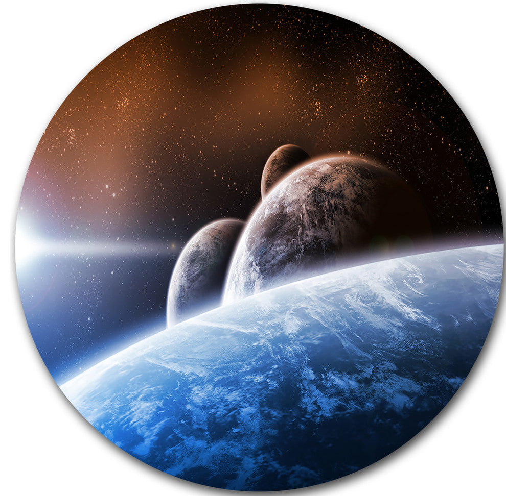 Space Planet Landscape, Digital Disc Metal Wall Art, 11"