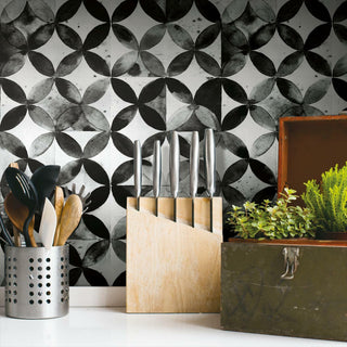 Paul Brent Moroccan Tile Peel & Stick Wallpaper, black