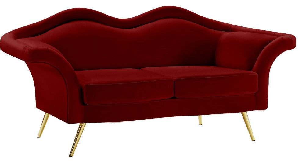 Lips Velvet Upholstered Loveseat, Red