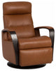 IMG Peak Med Manual Swivel Glider Recliner Savauge Nutmeg Leather Espresso Wood