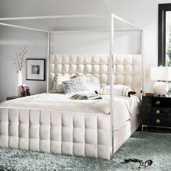 Thayer Velvet King Bed Bella White
