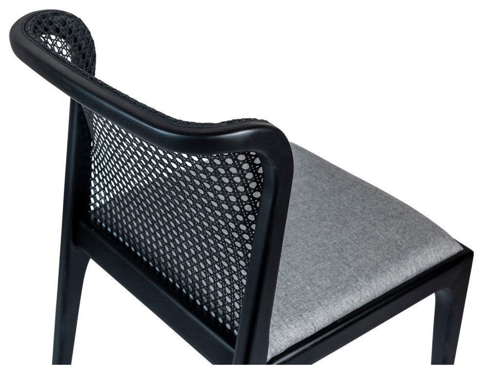 Modern Brazilian, Eloa, Cane Side Chair, Ebano/Essence Gray