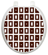 Block Choc Toilet Tattoos Seat Cover, Vinyl Lid Decal, Mod Bathroom Decor, Round