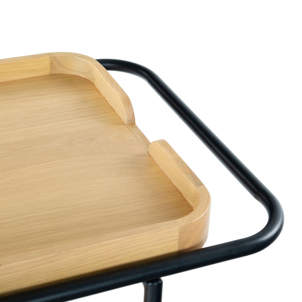 Safavieh Couture Malek Wood 2 Shelf Bar Cart, Natural/Black