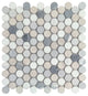 Mosaic Tile Marble Penny Coin Series, Blue Gray White Matte