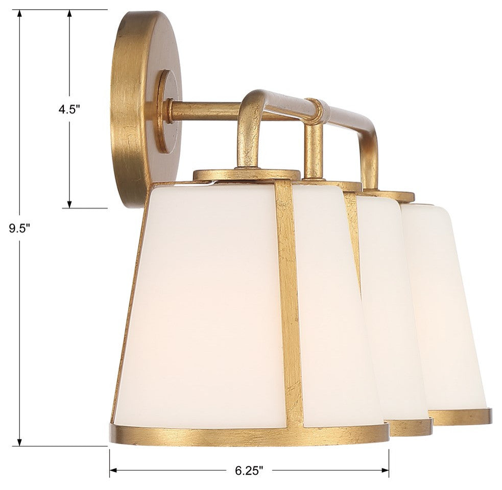 Crystorama Fulton 3 Light Bath Vanity FUL-913-GA, Antique Gold
