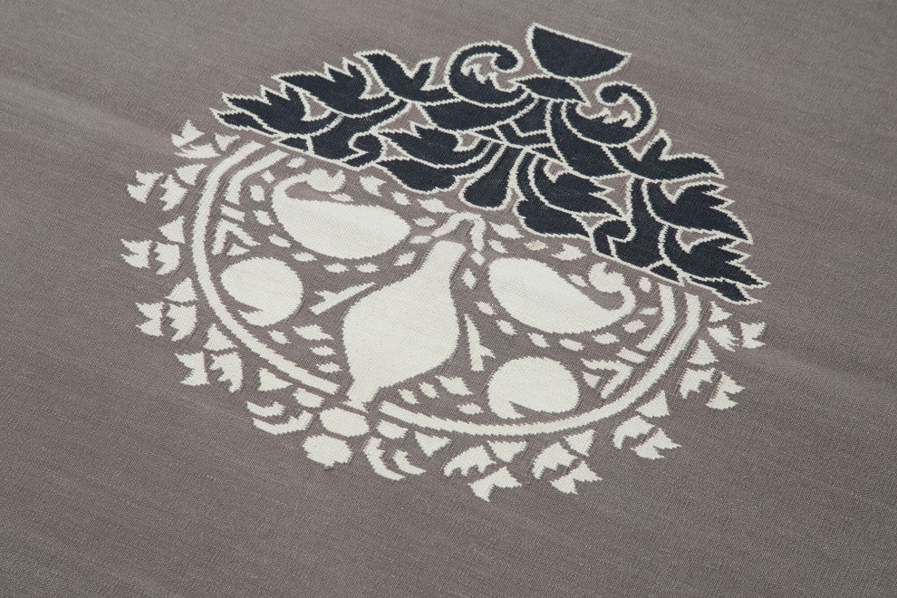 Rug N Carpet - Handmade Wool 3' 7'' x 5' 5'' Modern Design Dhurrie Kilim Rug