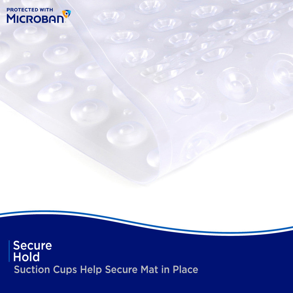 Microban Protected Bubble Bath Mat, 26.75" L x 14.5" W, Frosted