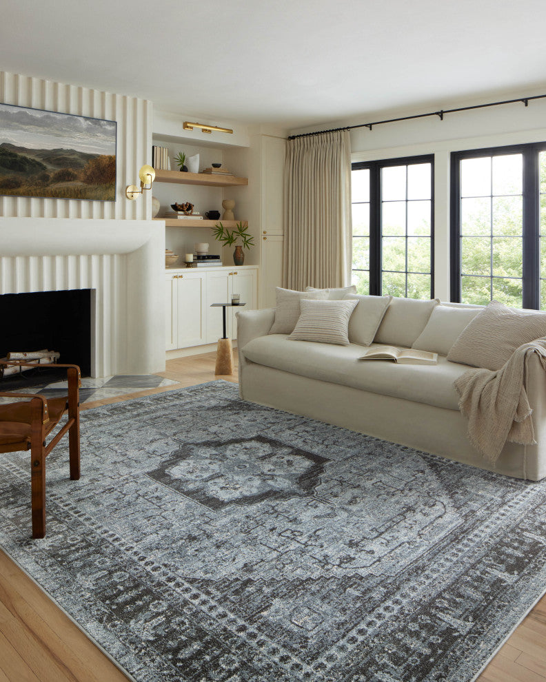 Loloi II Odette Sky / Charcoal 5'-3" x 5'-3" Round Accent Rug