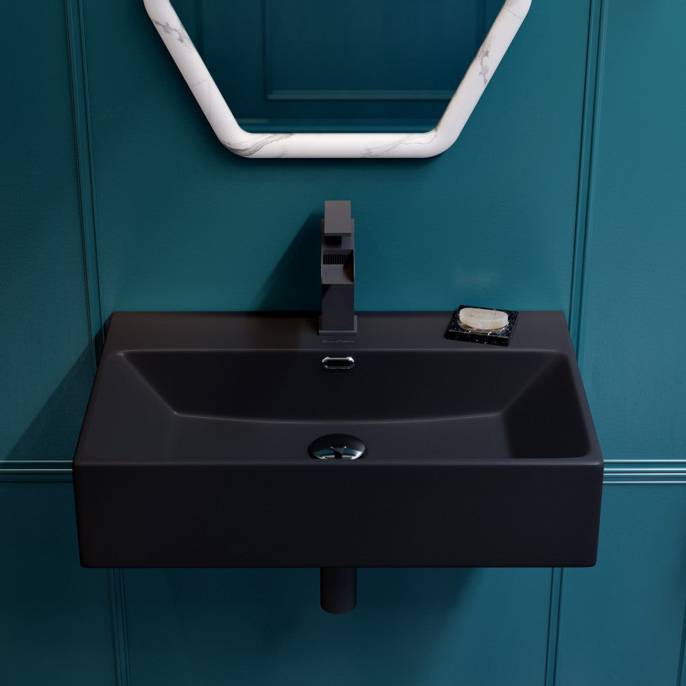 Claire 24" Rectangle Wall-Mount Bathroom Sink, Matte Black