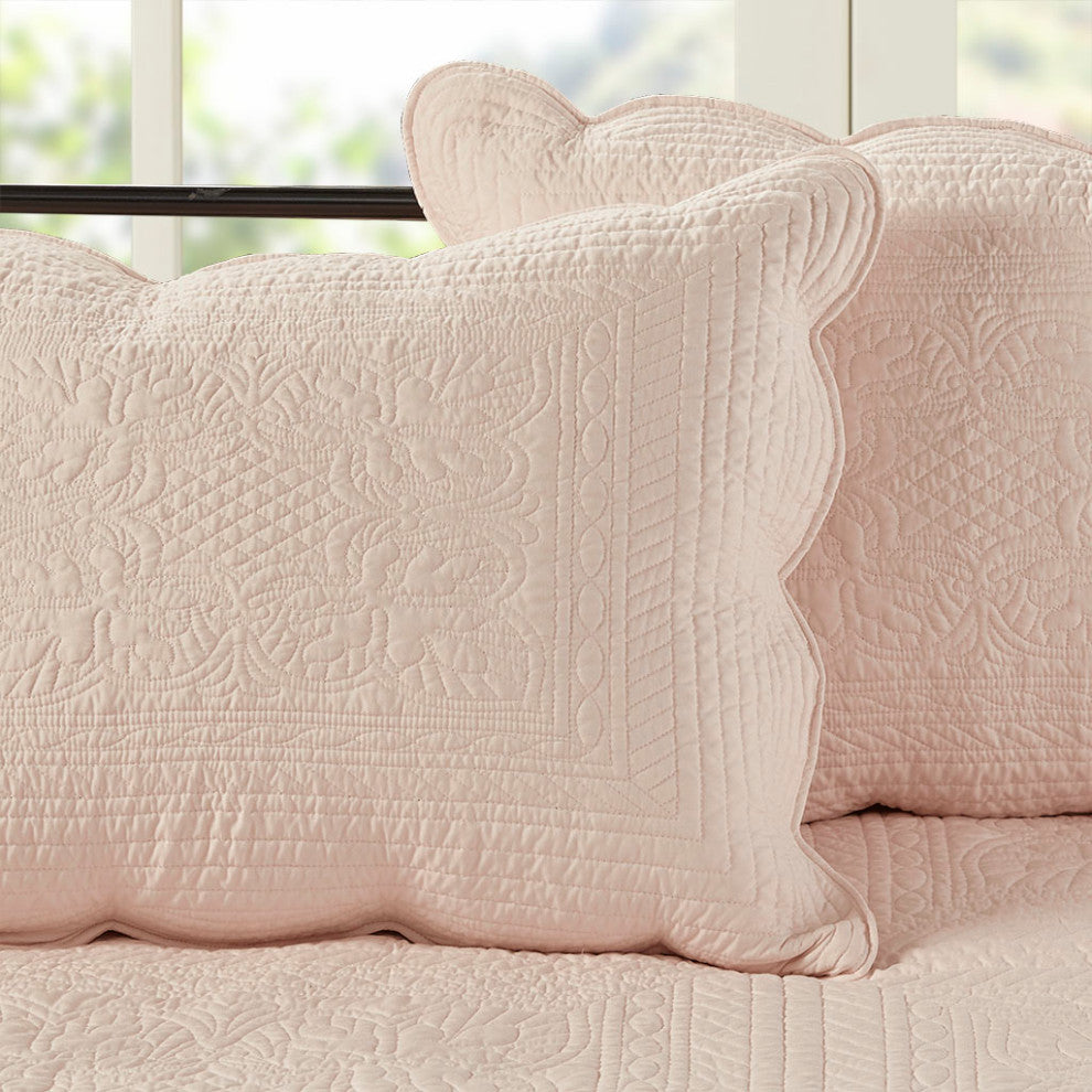 Madison Park Tuscany 6 Piece Reversible Scalloped Edge Daybed Cover Set, Blush