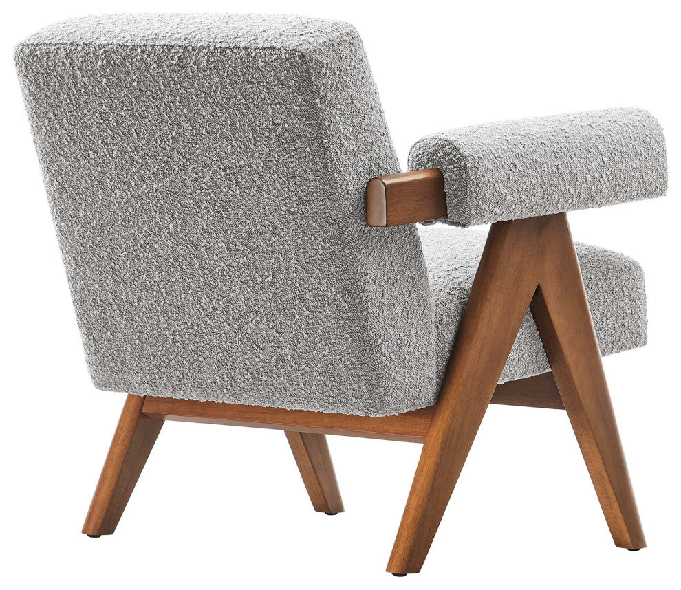 Lyra Boucle Fabric Armchair, Light Gray
