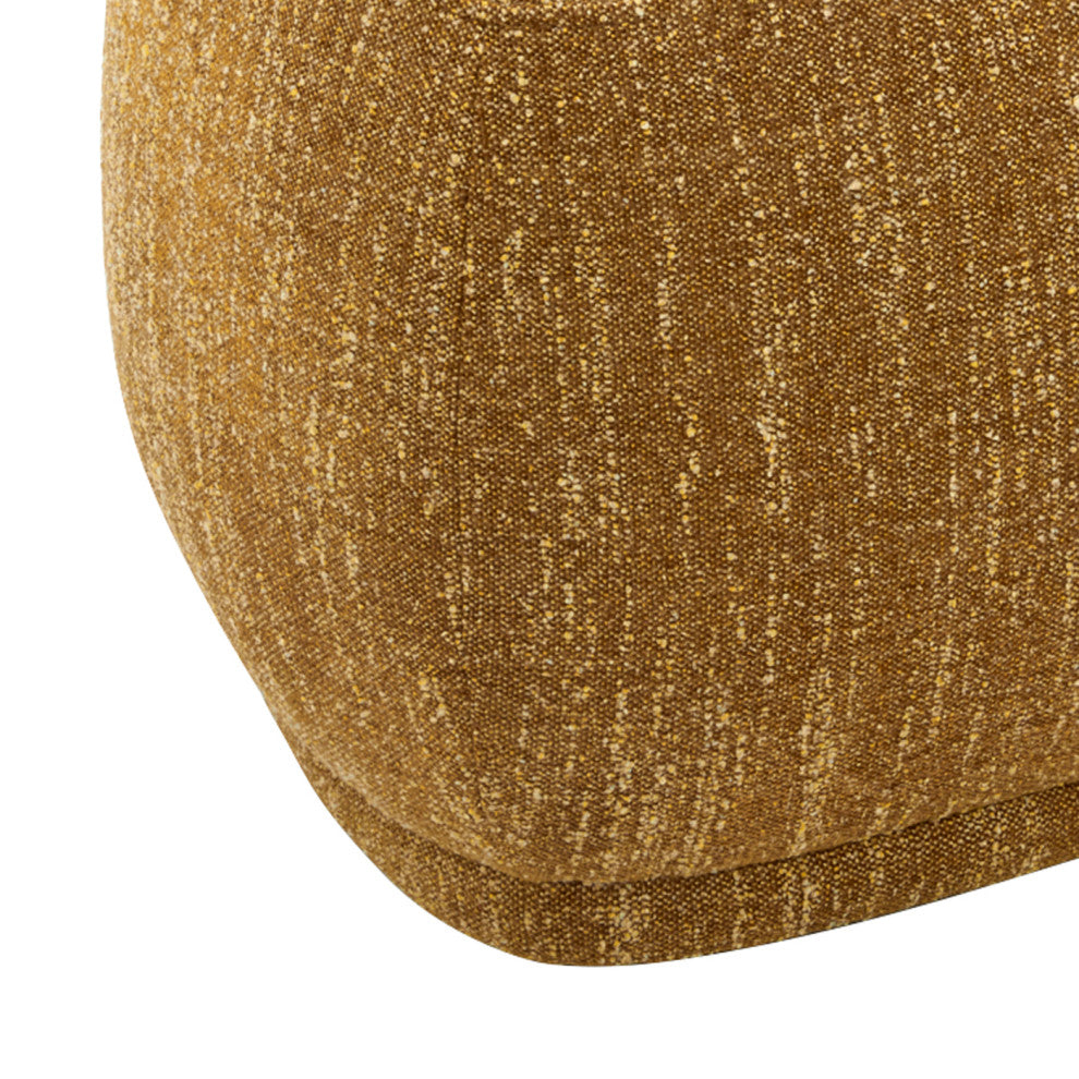 Pebble 26" Rounded Triangle Cocktail Ottoman, Mustard Yellow Tweed
