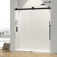 72 in. W x 76 in. H Single Sliding Frameless Shower Door With Buffer, Matte Black