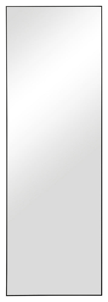 Sleek Contemporary 60" x 20" Rectangular Wall Mirror, Black Finish
