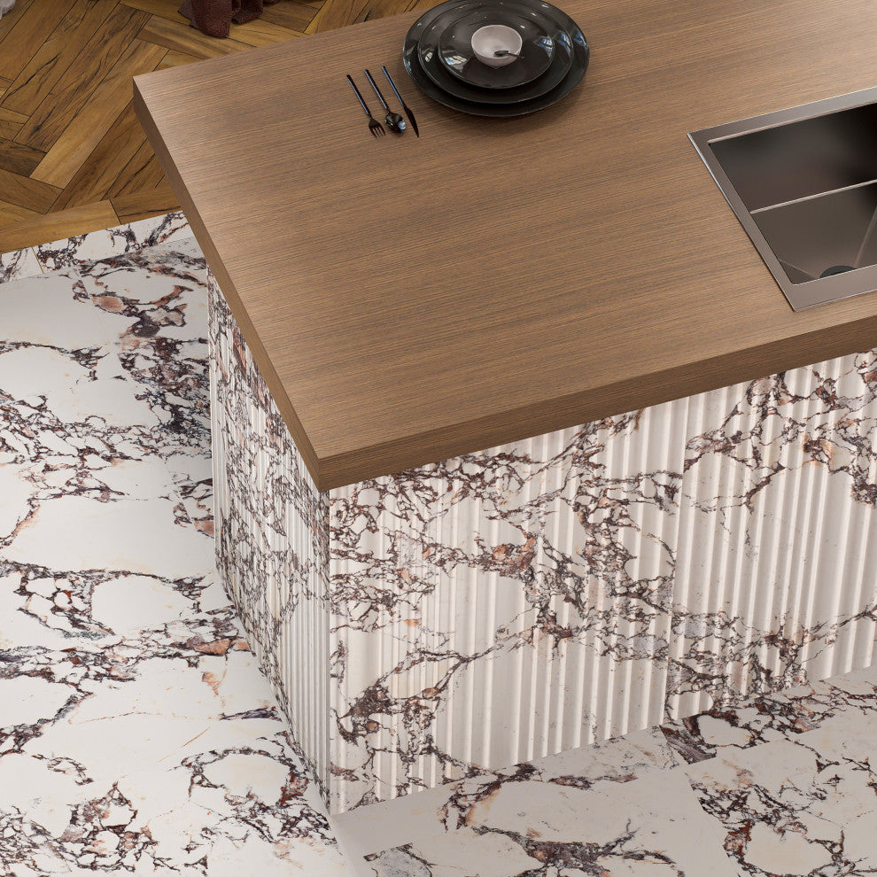 Touche Pleated Deco Rubis Porcelain Floor/Wall Tile
