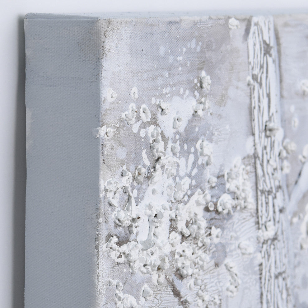 Silver Winter Textured Metallic Hand Painted Wall Art by Martin Edwards