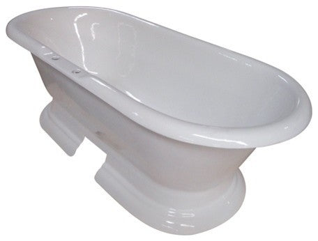 72" Cast Iron Double Ended Pedestal Tub w/7" Faucet Drillings, White