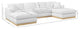 Johanna Black Linen Textured Fabric 3pc. Sectional, White, Natural Finish