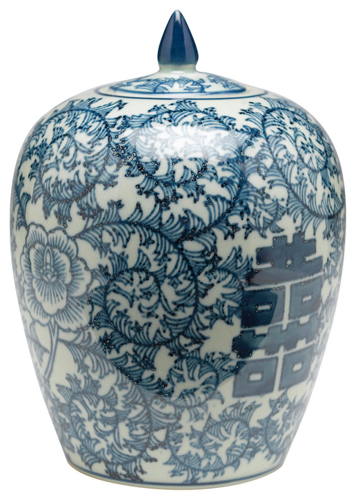 Antiqued Pale Green and Blue Jar With Lid