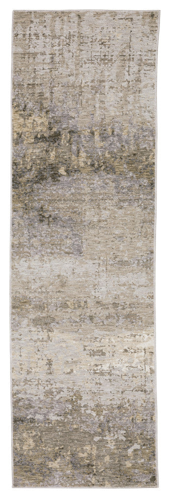 Noble Industrial Abstract Beige/ Grey Indoor Area Rug, Beige, 2'3"x7'6"