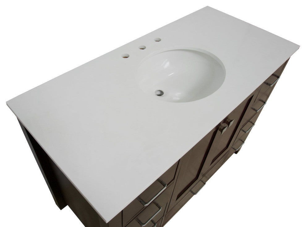 Kitchen Bath Collection Horizon 48" Bathroom Vanity, Chocolate, Engineered White