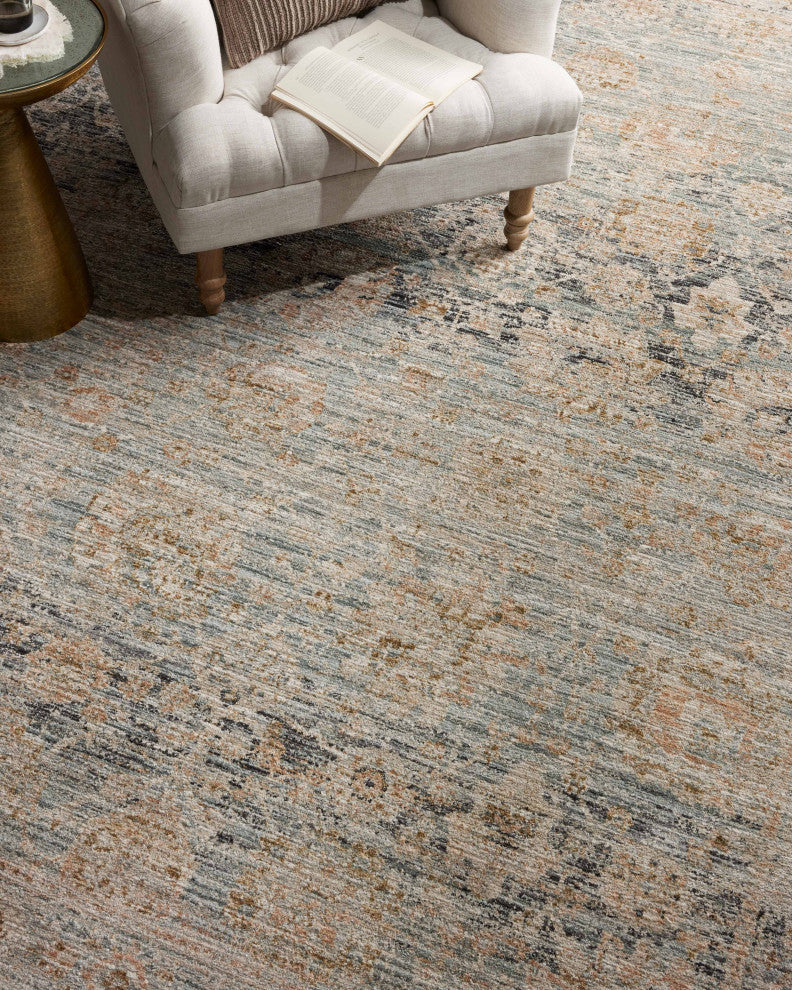 Jean Stoffer x Loloi Katherine Ocean / Coral 9'-6" x 9'-6" Round Area Rug