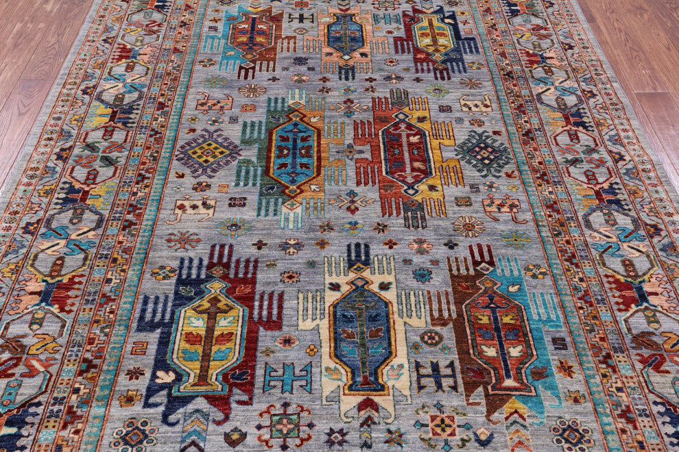6' 11" X 9' 3" Tribal Fine Serapi Hand-Knotted Wool Rug - Q12497