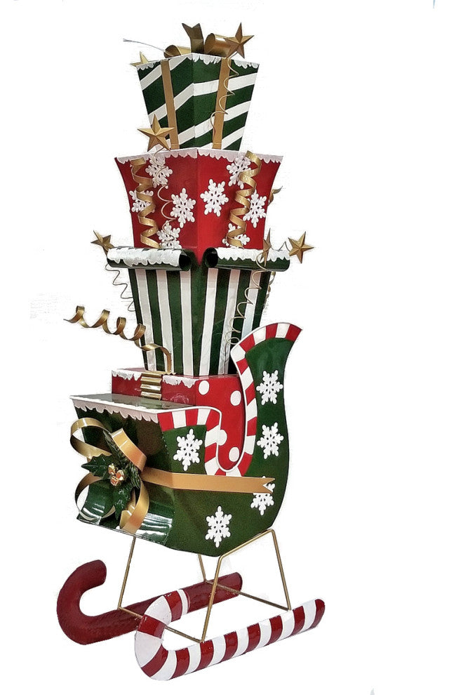 Large Iron Christmas Sleigh With Presents