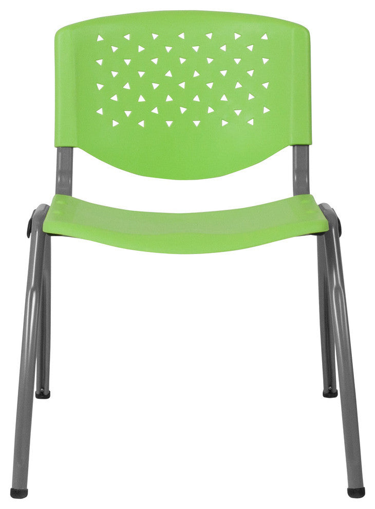 Hercules Series 880 lb. Capacity Green Plastic Stack Chair With Titanium Frame