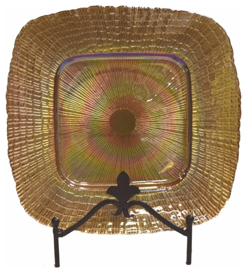 Radiant Square Glass Charger Plate, Gold