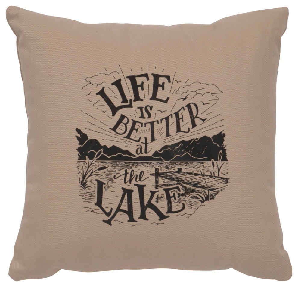 Image Pillow 16x16 Life is Better Cotton Alabaster