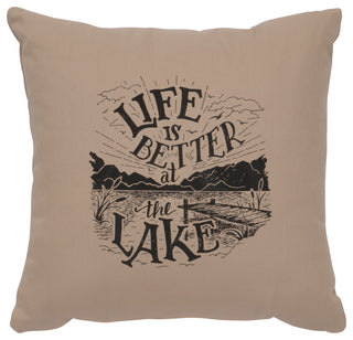 Image Pillow 16x16 Life is Better Cotton Alabaster