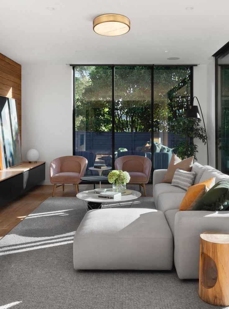 Z-LITE 3-Light Flush Mount, Rubbed Brass